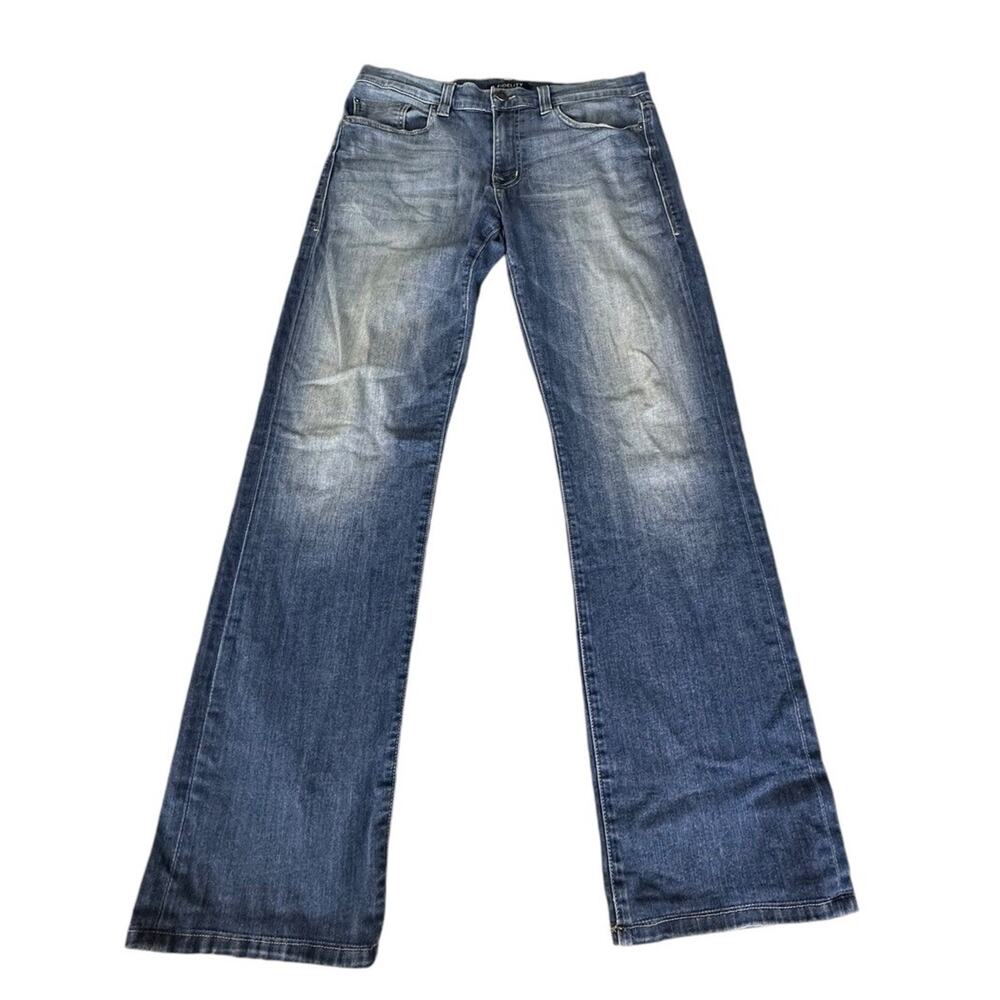 Fidelity Denim 50-11 Straight Jeans Mens 33 (32x29.5) Hemmed Blue Stretch Denim